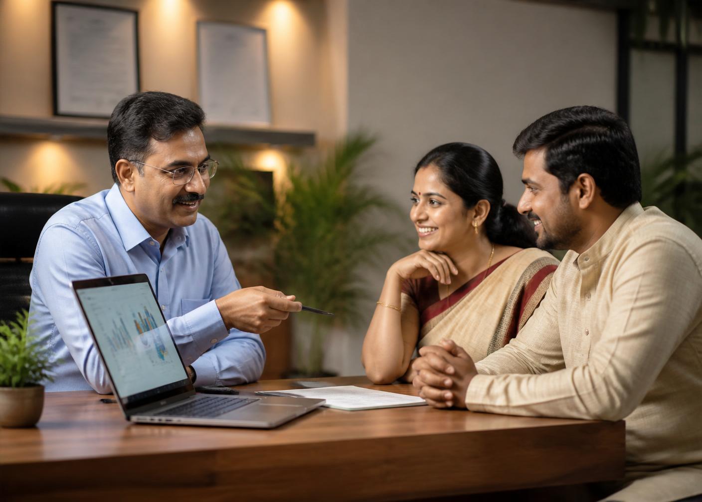 Rajagopuram advisor with clients in Trichy office